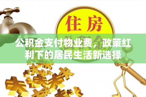 建德公积金支付物业费，政策红利下的居民生活新选择